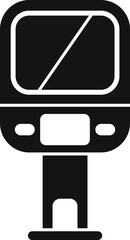 Poster - Black glyph icon for a ticket validator machine validating a ticket for public transport