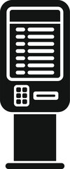 Poster - Black glyph icon for self ordering payment terminal kiosk standing on white background