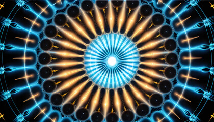 Canvas Print - futuristic neon kaleidoscope mandala abstract