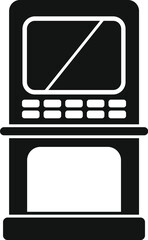 Poster - Black silhouette of an old computer terminal with buttons and a screen, suggesting vintage technology