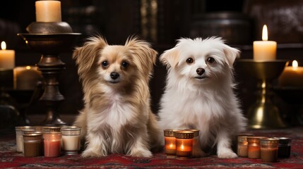 Poster - A striking image of a small dog and a cat in a pet portrait. 