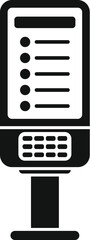 Aufkleber - Black and white icon of a digital information kiosk displaying a menu list and offering buttons for placing an order