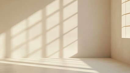 Wall Mural - Empty room with beige walls and window shadows