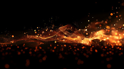 Poster - Fire embers particles over black background. Fire sparks background. Abstract dark glitter fire particles lights.