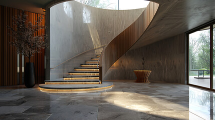Poster - Foyer with curved staircase