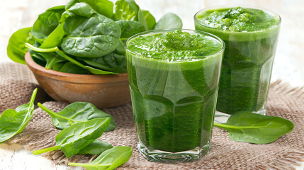 Poster - natural organic smoothie green spinach - healthy food