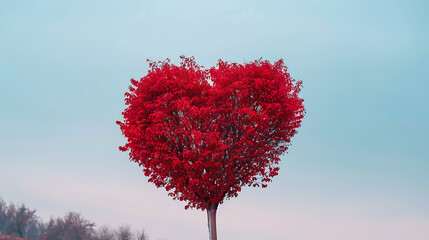 Poster - Red heart shaped tree