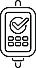 Poster - Mobile phone showing validated transaction icon, paying online concept