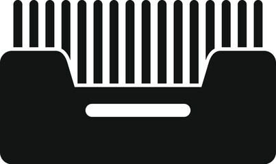 Poster - black simple icon of an archive box with documents, symbolizing data storage, file management, and o