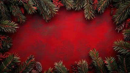 Sticker - Red background with fir border