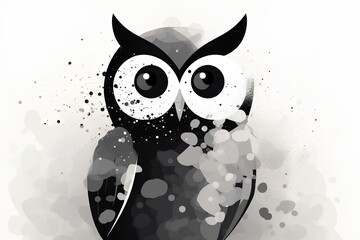 Wall Mural - black and white owl made by midjourney