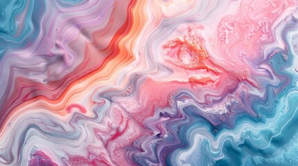 Wall Mural - Abstract Fluid Art with Marbled Patterns in Pastel Tones