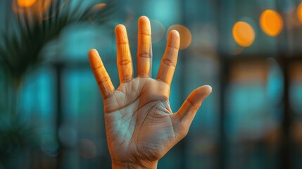 Conference participant raising hand to ask question to presenter