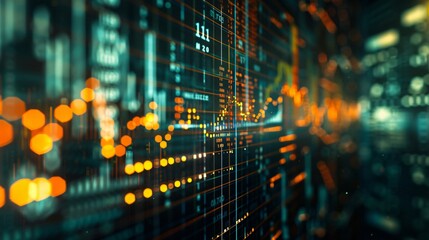 Abstract Digital Data Visualization with Orange and Teal
