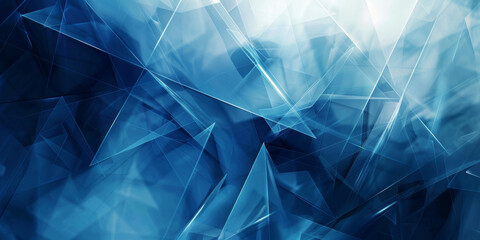 Poster - Blue geometric shapes form an abstract futuristic background