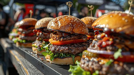 Wall Mural - Restaurant or cafe market with hoot beef burger