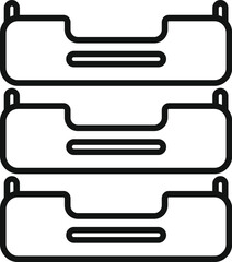 Poster - Simple black and white icon of a data server, representing cloud storage technology for businesses