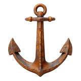 A rusty iron anchor isolated on transparent background