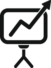 Poster - Simple icon representing a business flipchart displaying a growing arrow chart