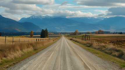 Sticker - Rural Road Leading to Majestic Mountains