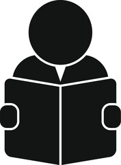 Poster - simple vector icon of a businessman reading a book, perfect for representing learning or education
