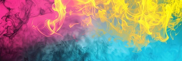 Wall Mural - Dynamic Flame Effect Background in Magenta, Cyan, and Yellow Hues, Creating a Vibrant and Energetic Visual Display