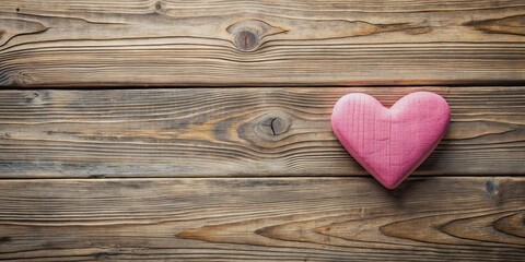 Canvas Print - Pink heart shape crafted on rustic wooden background, love, romance, valentine, symbol, wooden, vintage, decoration