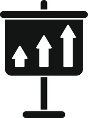 Poster - Flipchart is showing positive business growth with three upward arrows of increasing size