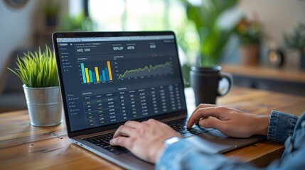 a digital marketer analyzing website traffic data on a laptop