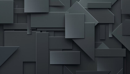 Wall Mural - Dark geometric shapes form an abstract futuristic background pattern