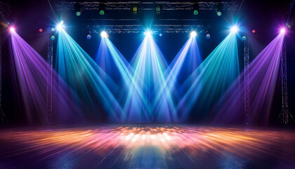 Wall Mural - colorful spotlight on stage