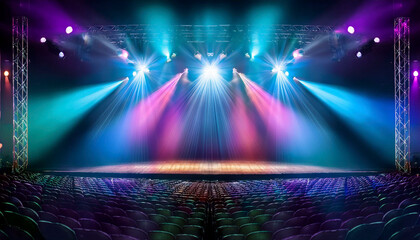 Wall Mural - colorful spotlight on stage