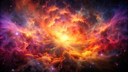 Wall Mural - fiery nebula with vibrant pink and orange hues against a dark, starry background, nebula, space, cos