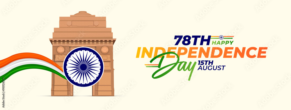 15th August Indian Independence Day 78th Celebration Stock Vector ...