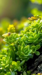 Canvas Print - Green Succulent With Insect.