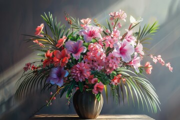 Poster - Floral Arrangement in a Sunlight Ray