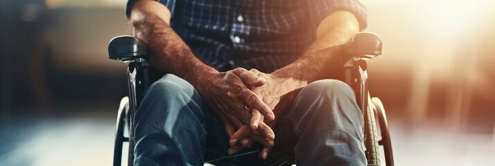 Poster - Person in a wheelchair with hands resting on their lap. Accessibility and independence.