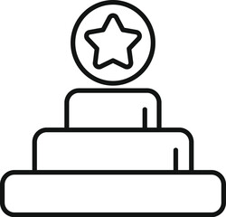 Poster - Line drawing of a star shining over an empty podium representing the concept of success