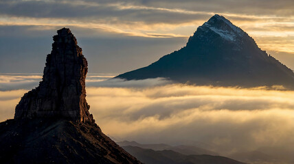 Wall Mural - A majestic mountain range with snowcapped peaks and lush green valleys stretching endlessly