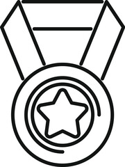 Canvas Print - Line icon of a medal with a star, representing victory and success