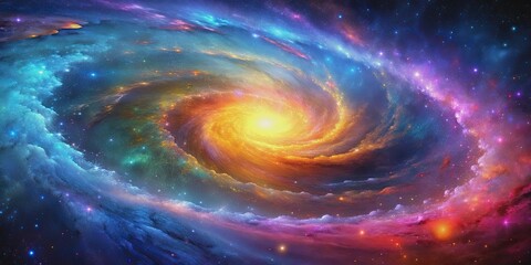 Wall Mural - Vibrant swirls of color in a cosmic galaxy background, colorful, abstract, space, galaxy, cosmic, swirls, vibrant, energetic