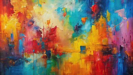 Abstract expressionist painting with bright colors and dynamic textures , modern art, abstract, painting, texture, wallpaper