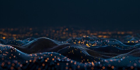 Poster - abstract line connection on night city background