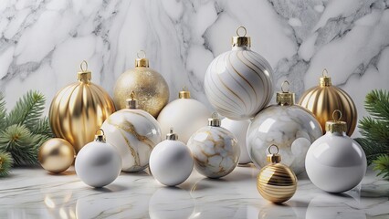 Wall Mural - Marble Christmas ornaments and decorations with modern and elegant designs , marble, Christmas, ornaments, decorations