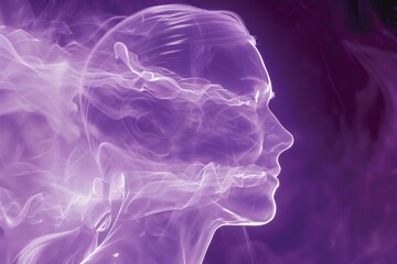 Poster - Abstract Female Profile in Purple Hues with Ethereal Smoke Effects