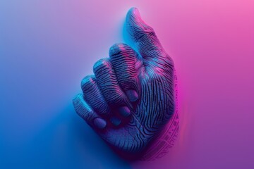 Sticker - Thumbprint in Neon Blue and Pink Lights on a Futuristic Interface