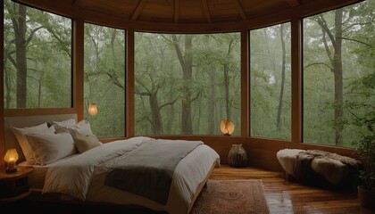 Poster - luxury wooden bed room. Luxury Modern Bedroom Interior At Night8