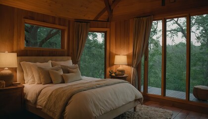 Poster - luxury wooden bed room. Luxury Modern Bedroom Interior At Night7