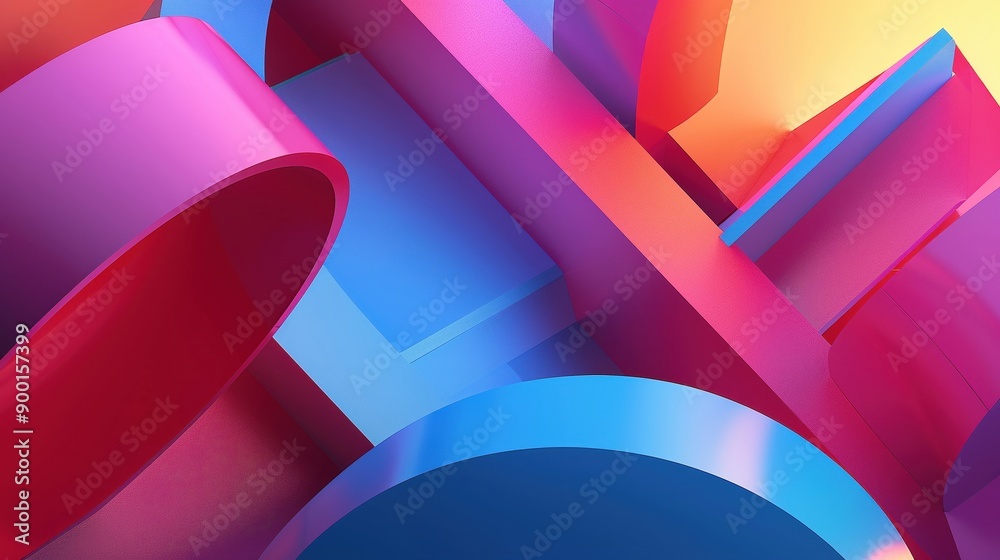 3D geometric abstract background with bright colors There are ...