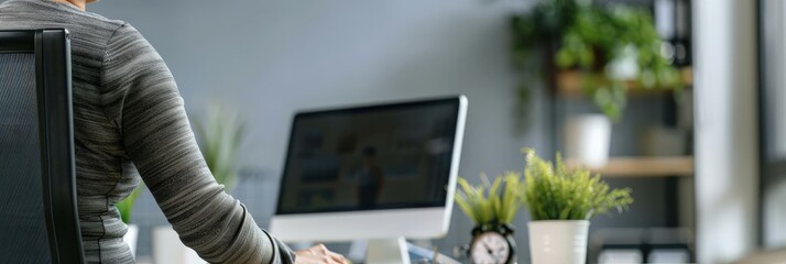 Aufkleber - Close-up of a person in a wheelchair using a computer. Focus on accessibility and inclusion in a modern workspace.